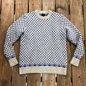J. Crew 100% Wool Fair Isle Crew Neck Nordic Sweater
